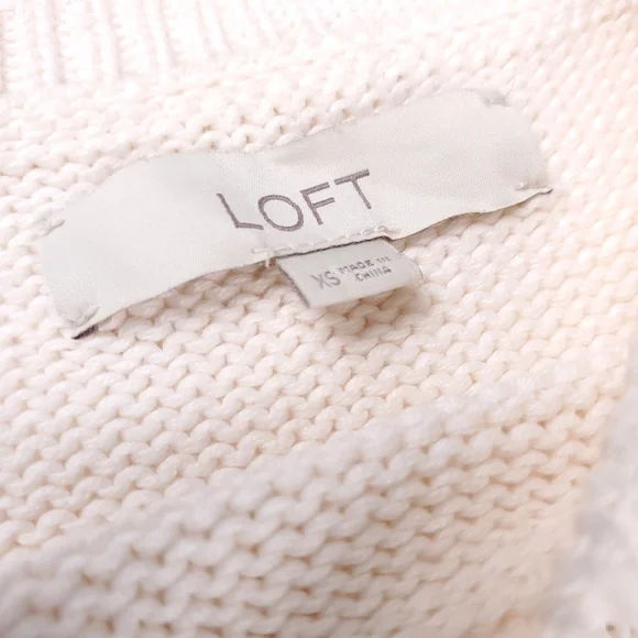 New Loft Cream Red Trim Gold Button Bell Sleeve Sweater Sz Xs - Picture 11 of 14